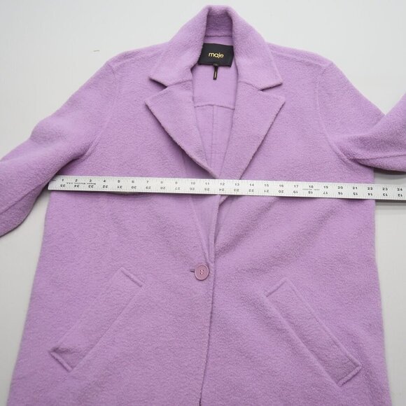 Maje Gabriela Bouclé Coat Purple Size 38 / Medium - Picture 10 of 13